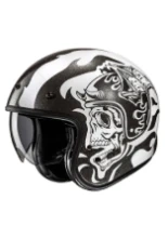 Kask otwarty HJC V31 Flame czarno-biały + Gratisy