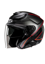 Kask otwarty HJC F31 Ludi czarno-czerwony + Gratisy